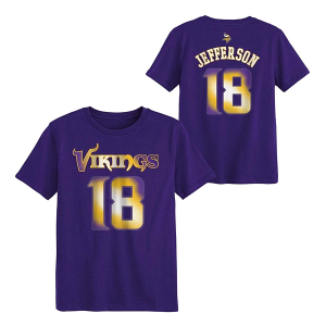 Kids' Minnesota Vikings Genuine Stuff Justin Jefferson #18 Thermal T-Shirt Large Purple