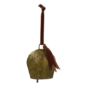 Creative Co-Op Metal Bell Ornament with Velvet Ribbon