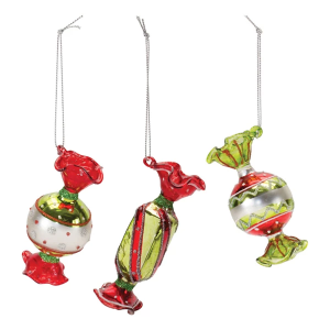 Melrose International 3.25"H Glass Candy Ornament (Set of 12)