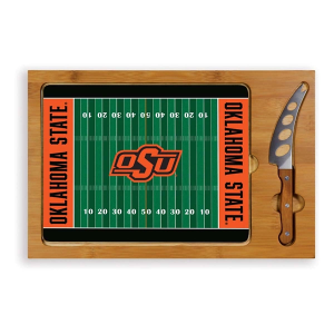 Picnic Time Oklahoma State Cowboys Icon Glass Top Cutting Board & Knife Set