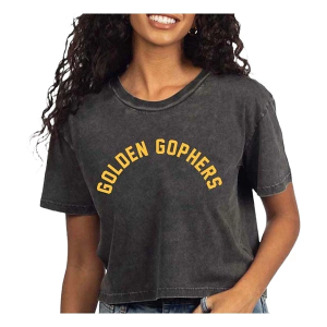 Minnesota Golden Gophers Chicka-D Women's Coed Short and Sweet T-Shirt Small Graphite