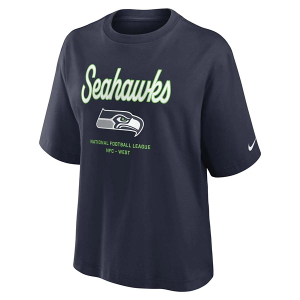 Women's Seattle Seahawks Nike Essential Boxy T-Shirt Large Navy