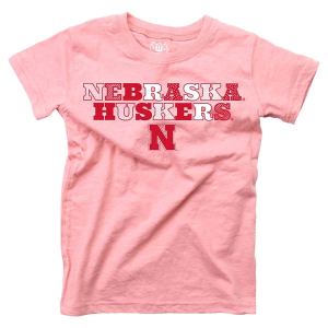 Nebraska Cornhuskers Wes and Willy Girls' Pink Basic Logo Kids' T-Shirt 4 Pink