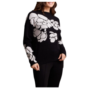 Women's Tribal Pullover Sweater Knit Jacquard Medium Black