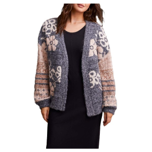 Women's Tribal Cardigan Jacquard Large Grey Mix