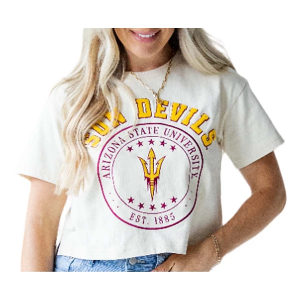 Arizona State Sun Devils Gameday Social Women's Sayler Heavy T-Shirt Medium Oatmeal