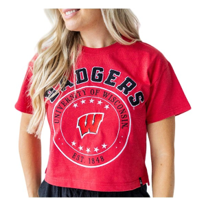 Wisconsin Badgers Gameday Social Women's Sayler Heavy T-Shirt 2XLarge Red