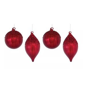 Melrose International Glass Ornament (Set of 4)