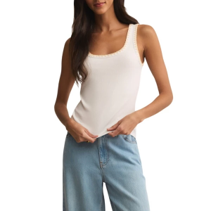 Women's Z Supply Jaidynn Whipstitch Rib Scoop Neck Tank Top Medium White