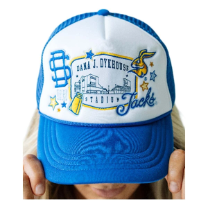 South Dakota State Jackrabbits Gameday Social Women's Layered Patch Adjustable Hat One Size White/Royal
