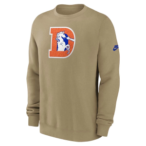 Denver Broncos Nike 2025 Rewind Club Crewneck Large Tan