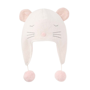 Girls' Elegant Baby Mouse Aviatory Knit Beanie Baby 3/9 mo. Cream
