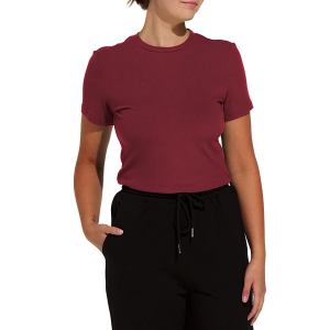 Women's Mikarose Ribbed T-Shirt XLarge Burnt Henna