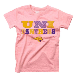 Northern Iowa Panthers Wes and Willy Girls' Basic Logo Kids' T-Shirt Small Pink