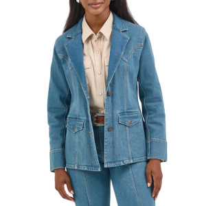 Women's Wrangler Denim Short Blazer Large Light Wash