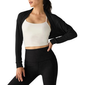 Women's Beyond Yoga Duet 2-Way Convertible Shrug Long Sleeve Shirt Small Black