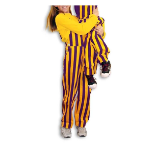 Game Bibs Baby Purple & Gold Striped Overall Bibs