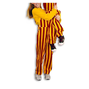 Game Bibs Toddler Maroon & Gold Striped Overall Bibs
