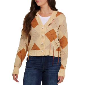Women's Le Lis Cardigan Argyle Patterned Large Beige