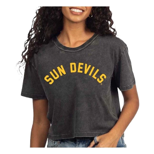 Arizona State Sun Devils Chicka-D Women's Coed Short and Sweet T-Shirt Small Graphite