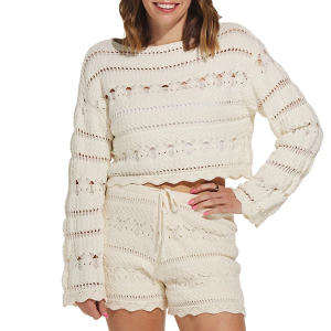 Women's Le Lis Pullover Sweater Knit Large Cream