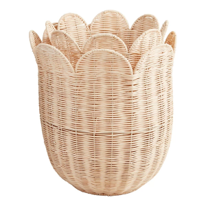 Mud Pie Scallop Rattan Basket (Sold Individually)