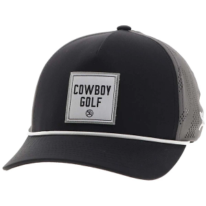 Men's Hooey Cowboy Golf Square Patch Snapback Hat One Size Black