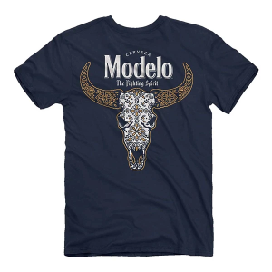 Men's Jedco Modelo Cow Skull T-Shirt Large Navy