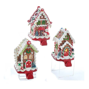 Kurt S. Adler Battery-Operated Gingerbread Candy House Lighted Stocking Hangers (Styles May Vary)