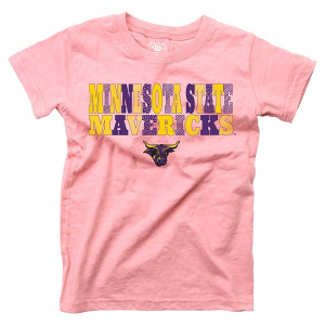 Minnesota State Mavericks Wes and Willy Girls' Pink Basic Logo Kids' T-Shirt Large Pink