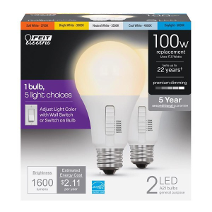 Feit Electric A21 E26 LED Color Changing 100 Watt Bulbs - 2 Pack