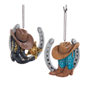 Kurt S. Adler Western Horseshoes With Boots & Hat Ornament (Styles May Vary)