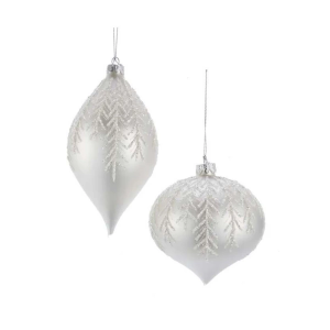 Kurt S. Adler Glass Silver and White Onion and Drop Ornament (Styles May Vary)