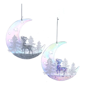 Kurt S. Adler Moon With Deer Ornament (Colors May Vary)