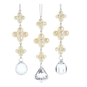 Kurt S. Adler Pearl Dangle With Clear Gemstones Ornament (Styles May Vary)