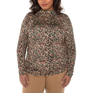 Women's Liverpool Los Angeles Knit Long Sleeve Shirt 3X Multi Geo Ikat