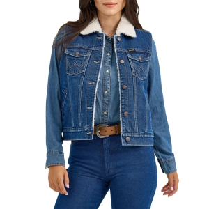 Women's Wrangler Sherpa Lined Denim Vest XLarge Blue Denim