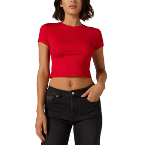 Women's 7 Diamonds Core Ribbed T-Shirt Small Red