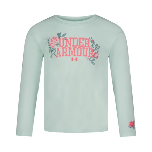 Girls' Under Armour Rose Stitch Long Sleeve T-Shirt 4Y Seaglass