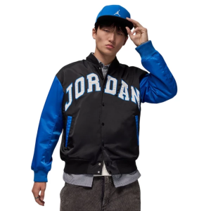 Men's Jordan Brooklyn Collegiate Varsity Bomber Jacket 2XLarge Black/Sport Blue/Black