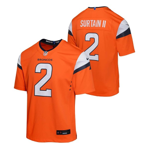 Denver Broncos Patrick Surtain II #2 Nike Mile High Collection Orange Game Kids' Jersey Medium Orange