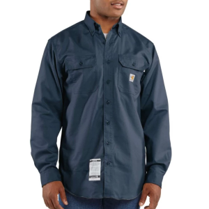 Men's Carhartt Flame-Resistant Classic Twill Long Sleeve Button Up Shirt 3XLarge Dark Navy