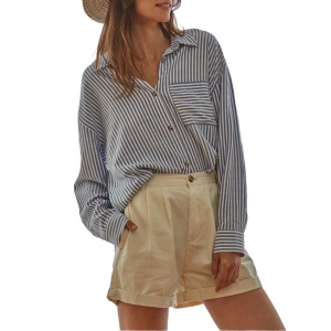 Women's By Together Vincent Long Sleeve Button Up Shirt Small Blue