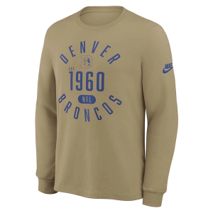Denver Broncos Nike Rewind Slub Long Sleeve T-Shirt Small Tan