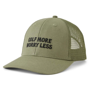 Life is Good Golf More Worry Less Trucker Golf Snapback Hat One Size Moss Green