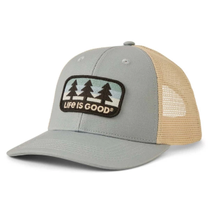Life is Good Three Pine Patch Trucker Snapback Hat One Size Grey Blue