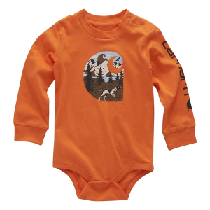 Carhartt Searching Setter Long Sleeve Onesie 18 mo. Orange Peel