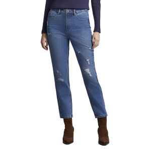 Women's Tribal Distressed Brooke Girlfriend Tapered Ankle Pants 14 Blue