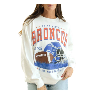 Boise State Broncos Gameday Social Women's Crew Small White