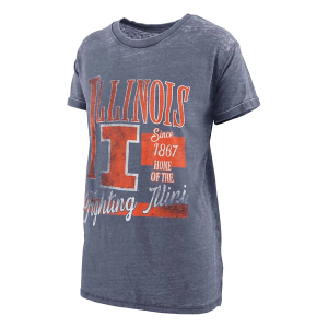 Illinois Fighting Illini Pressbox Women's Stephan Boyfriend T-Shirt Medium Navy